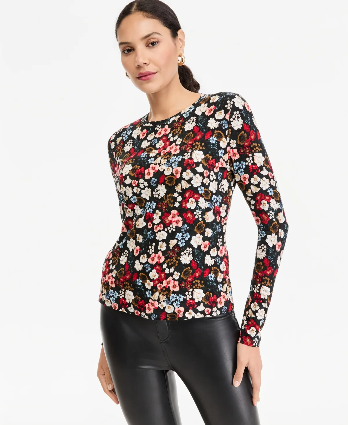 Floral-Print Long-Sleeve T-Shirt by Macy's