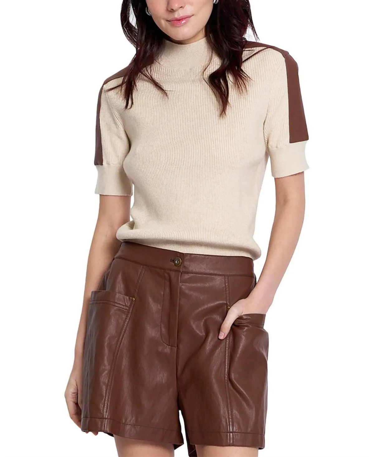 Vesper Trim Ribbed Half Sleeve by Central Park West