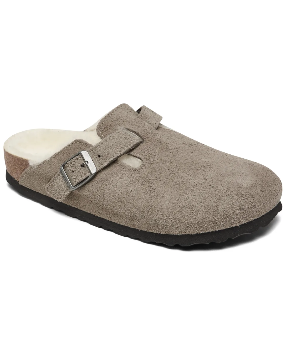 Boston Shearling Suede Leather Clogs - Stone by Birkenstock