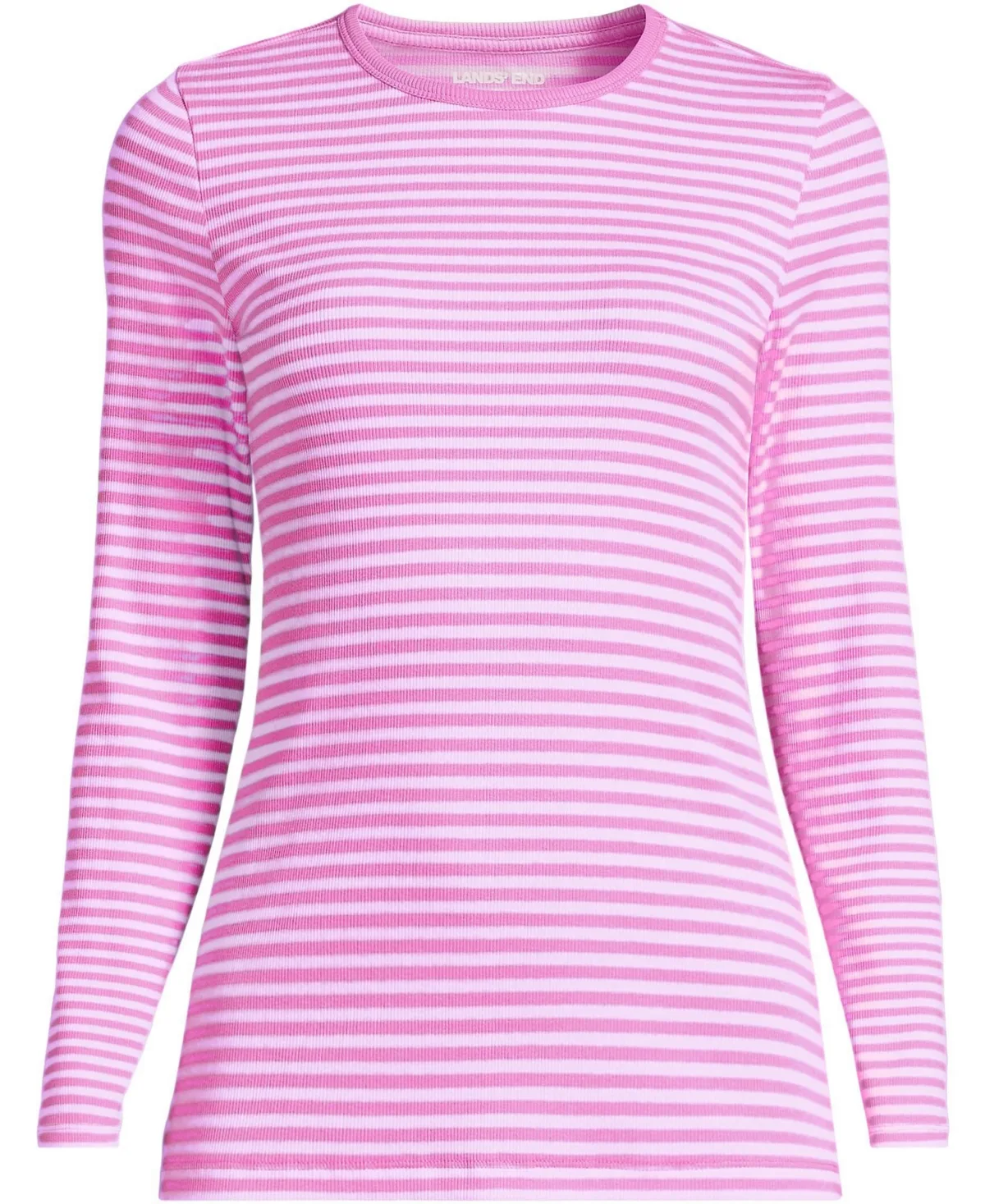 Long Sleeve Micro Rib T-Shirt by Lands' End