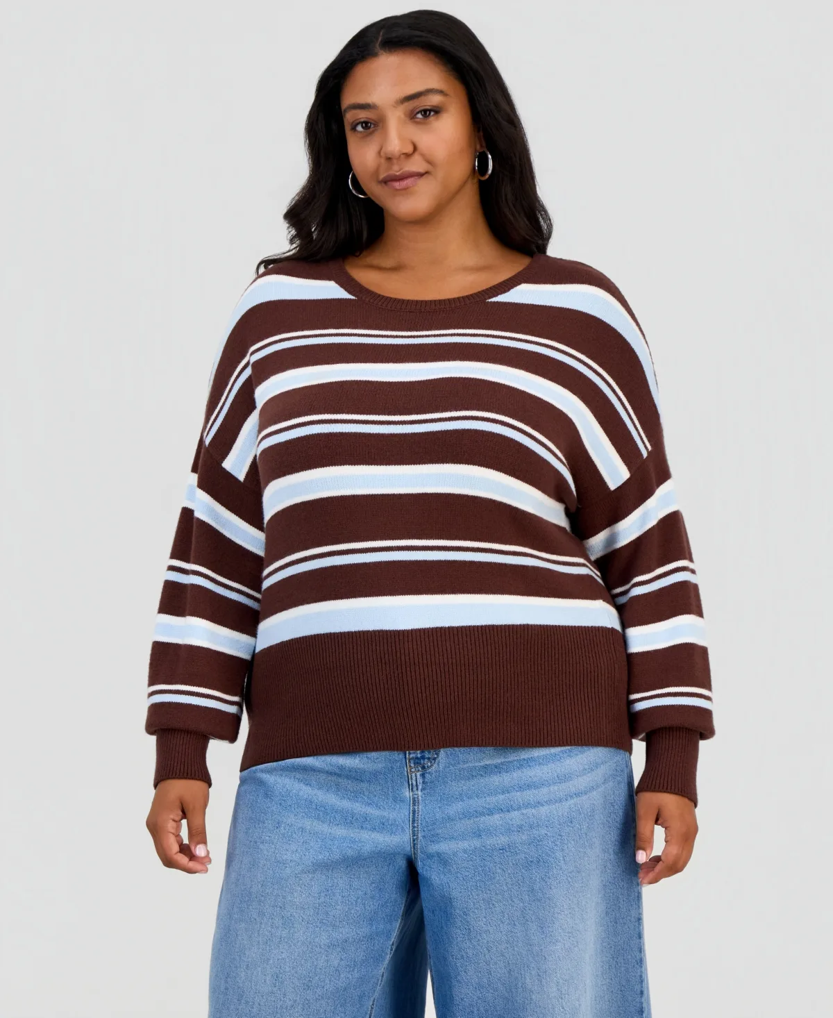 Striped Crewneck Long-Sleeve Sweater