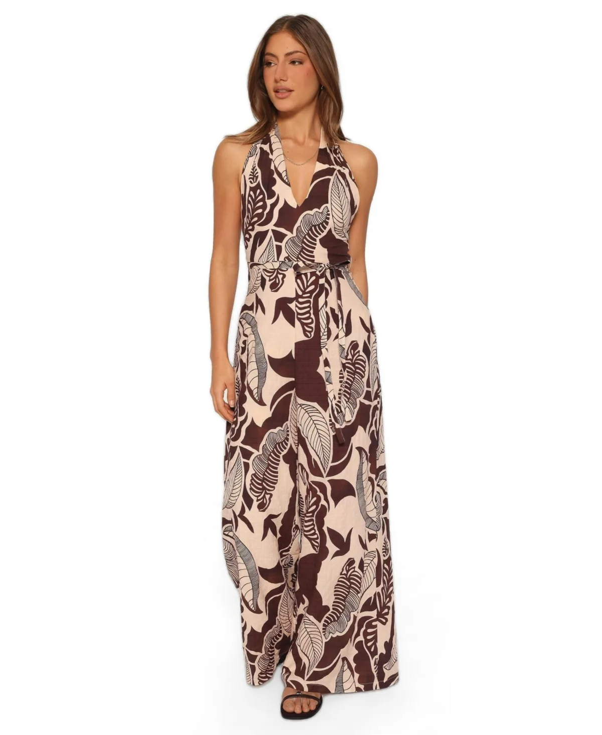 Kehlani Halter Wide-Leg Open-Back Jumpsuit by Petal and Pup