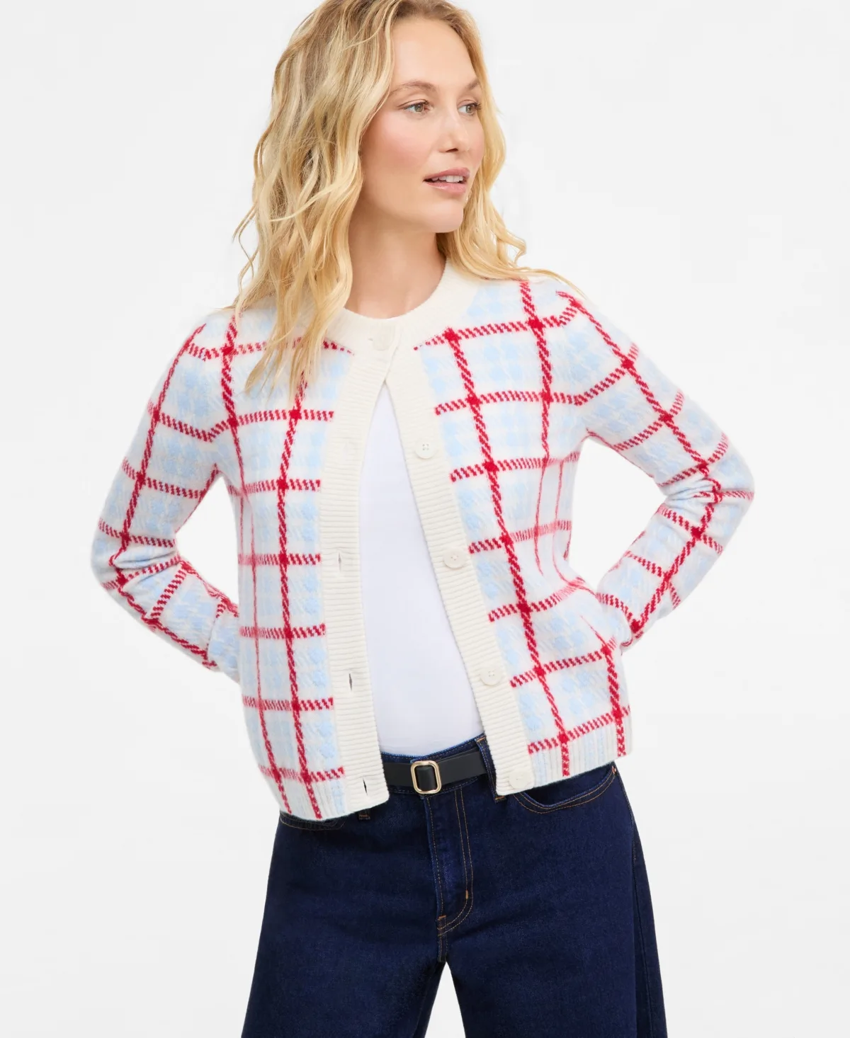 100% Cashmere Chunky Crewneck Cardigan