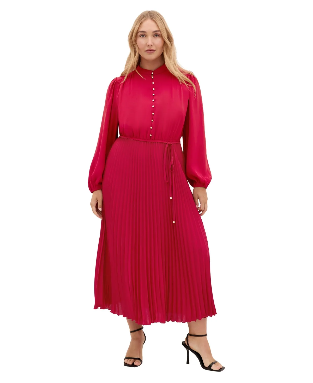 Halle Long Sleeve Pleat Dress by City Chic