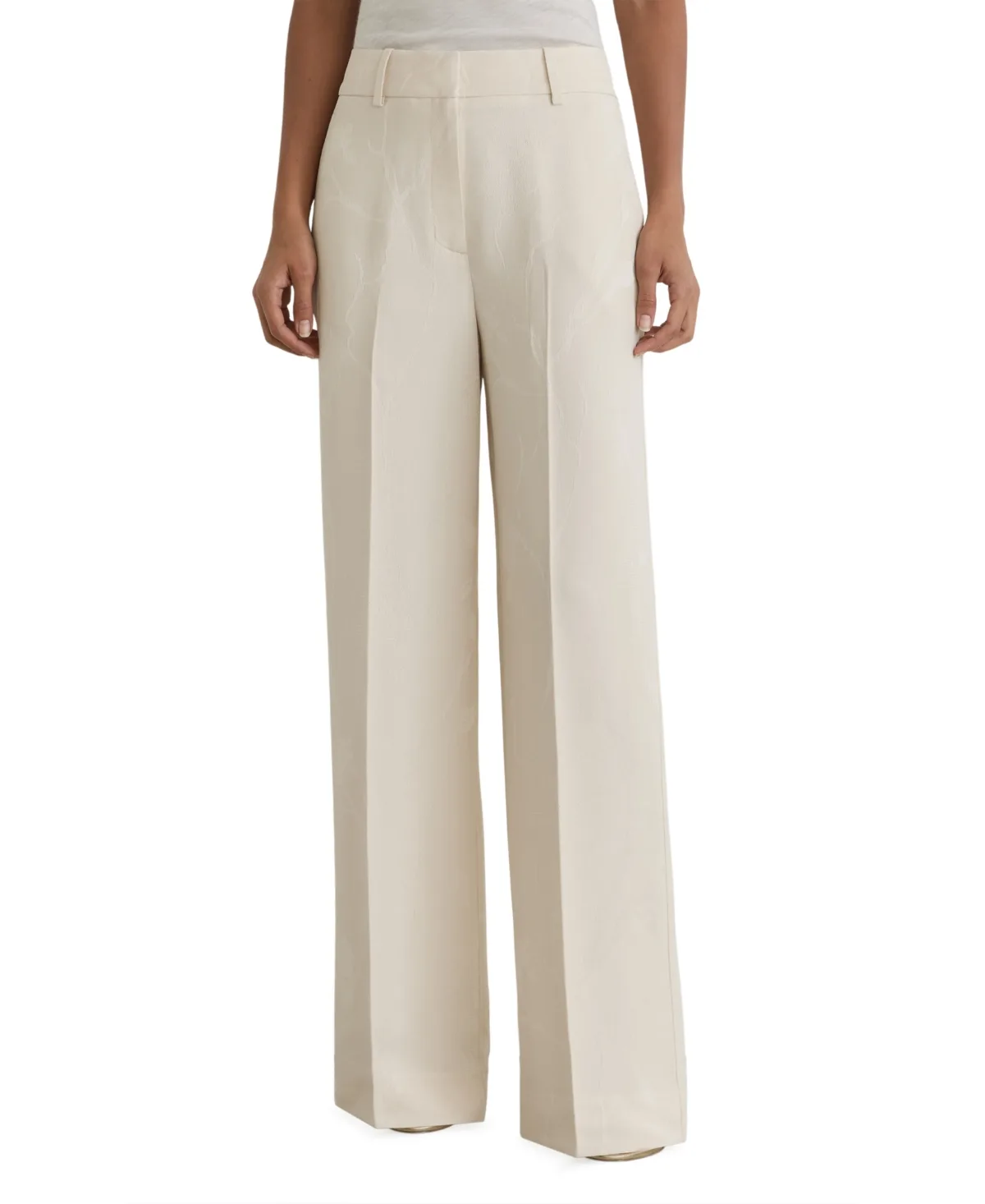 Jacquard Wide-Leg Suit Trouser Pants by Reiss