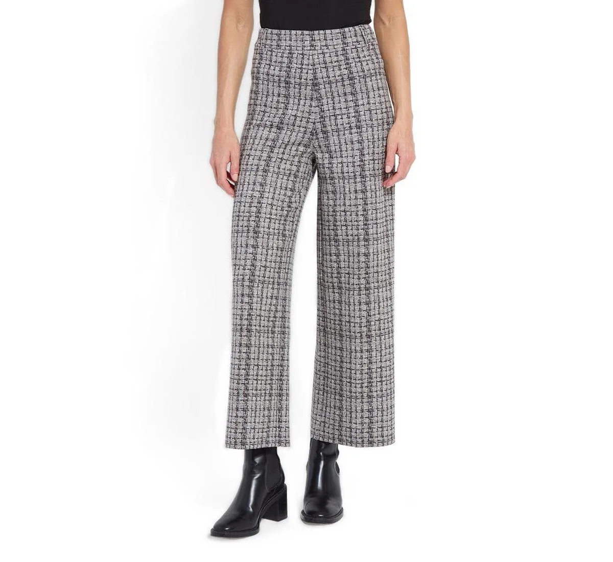 Erin High-Waist Wide-Leg 4-Way Stretch Neoprene Knit Pants by Lysse