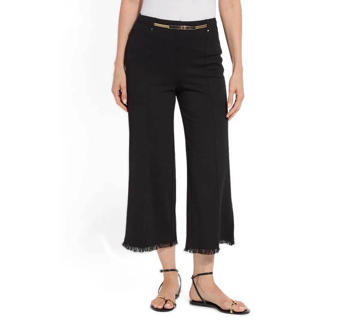 Ari Wide Leg Crop Fringe Belted Pant by Lysse