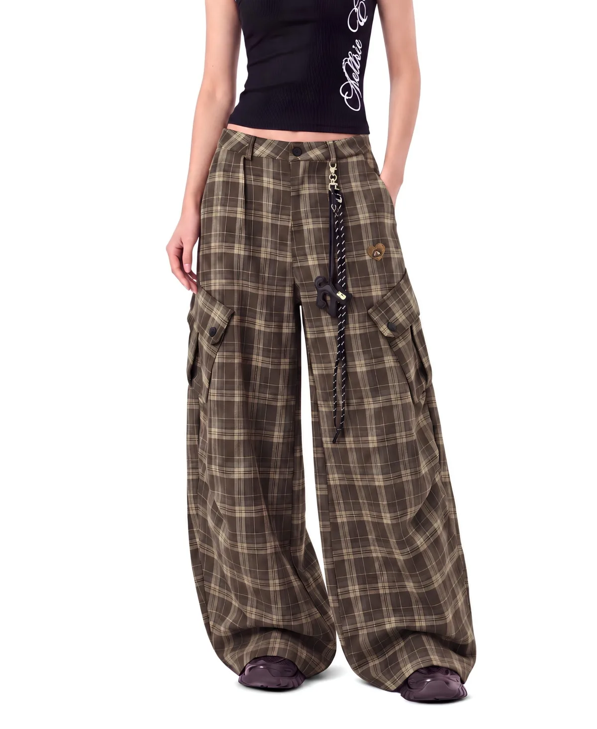 Plaid Baggy Barrel Cargo Pants by Aelfric Eden