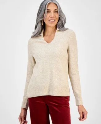 Luxsoft Johnny Collar Sweater by Style & Co