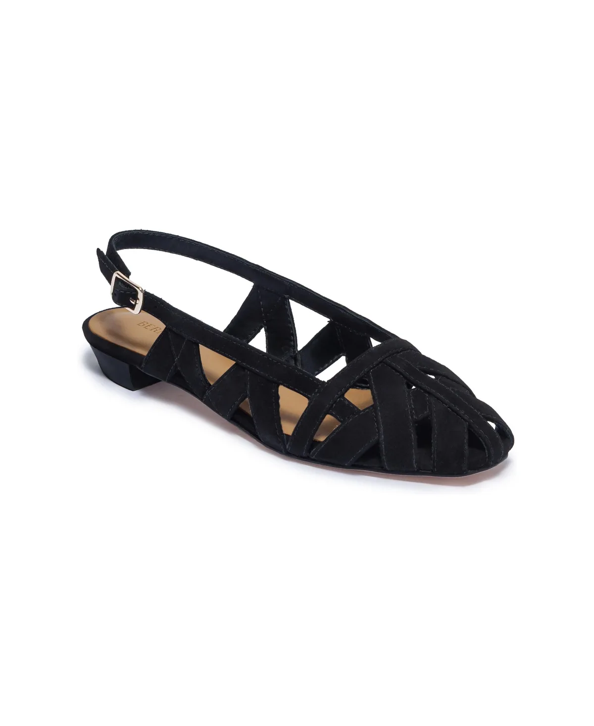 Glinda Square-Toe Slingback Leather Flats by Bernardo