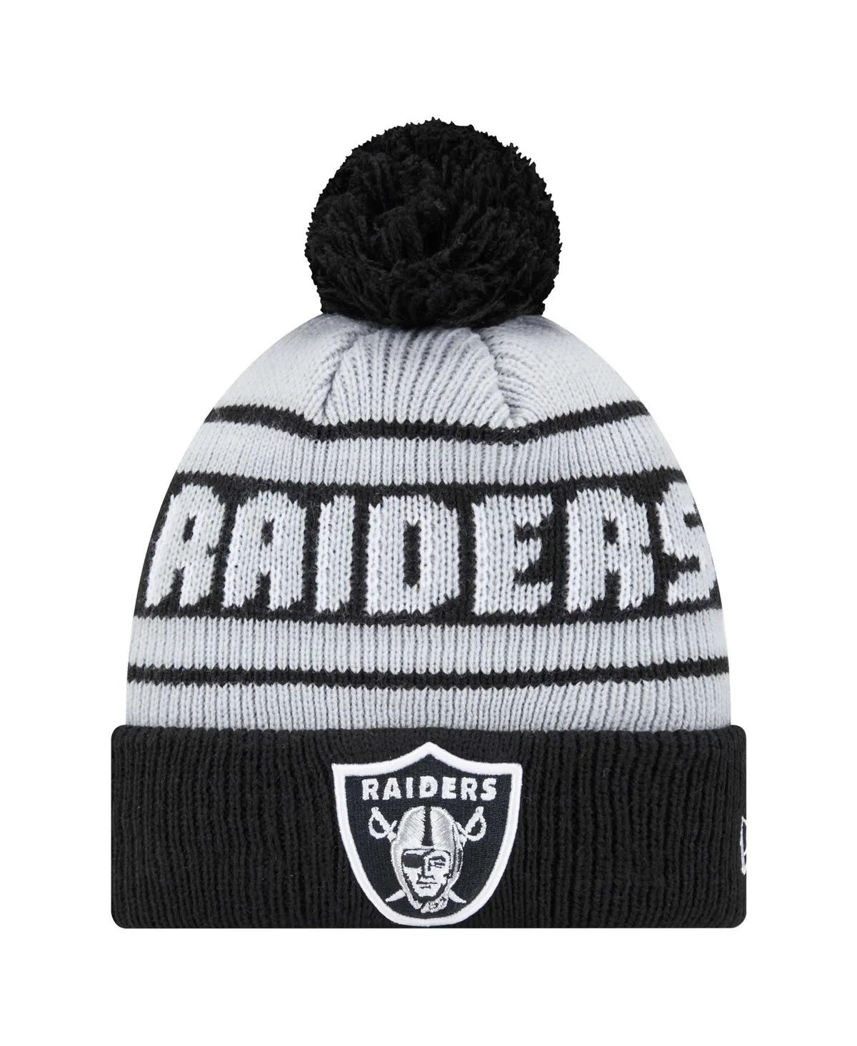 Las Vegas Raiders Main Cuffed Knit Hat with Pom by New Era