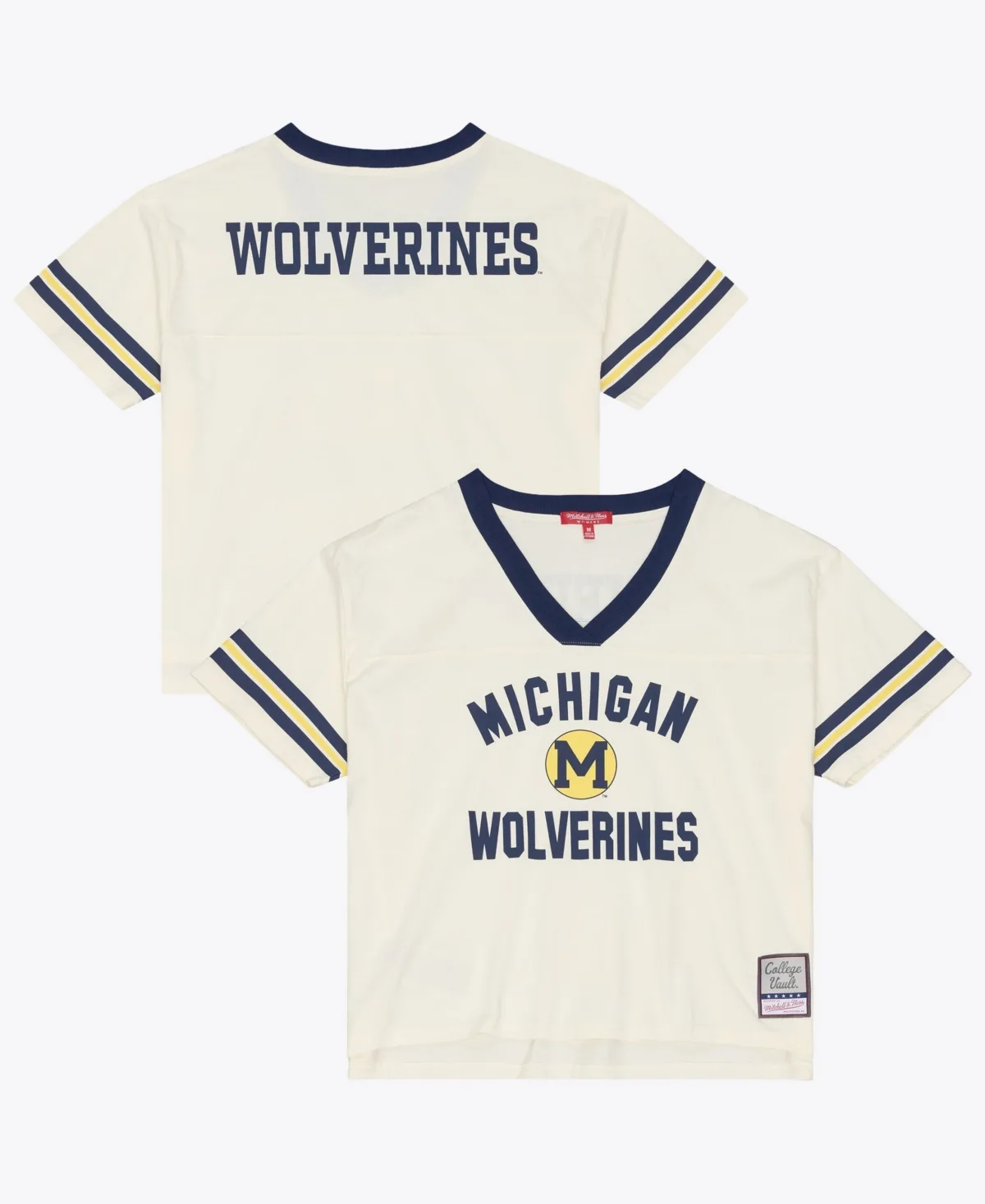 Michigan Wolverines Retro Roots Crop V-Neck T-Shirt by Mitchell & Ness