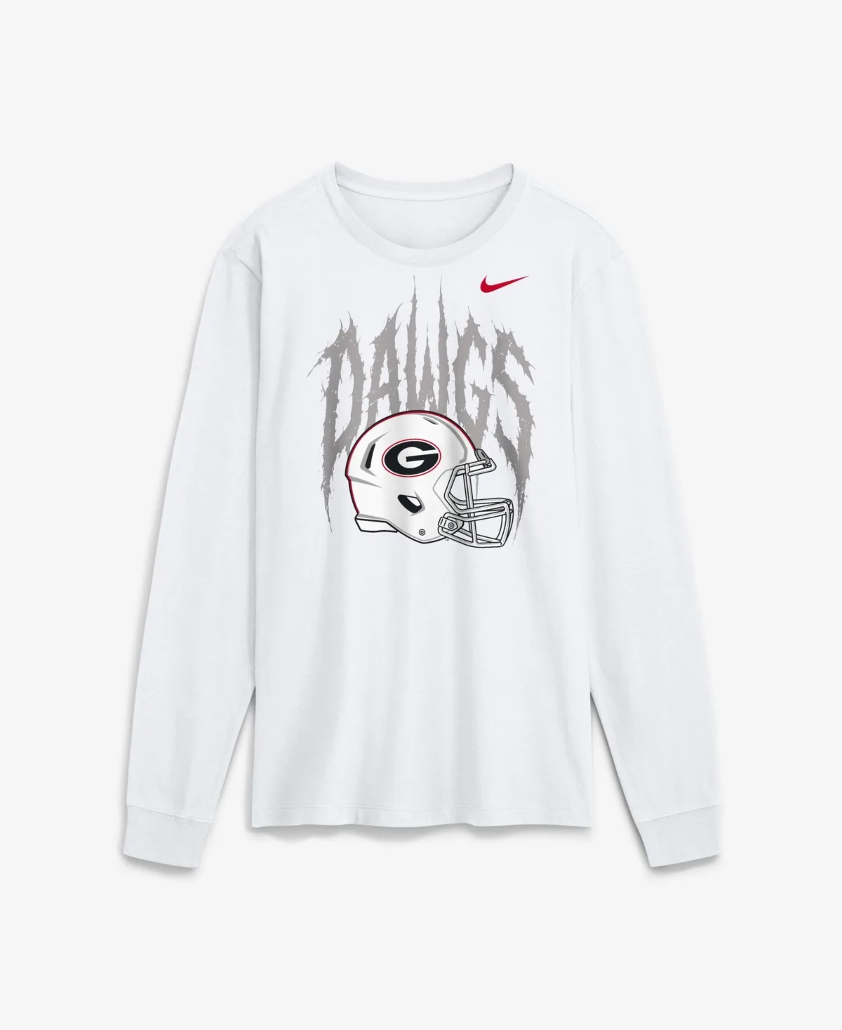 Georgia Bulldogs Whiteout Dawgs Long-Sleeve Crewneck Screen-Print T-Shirt by Nike