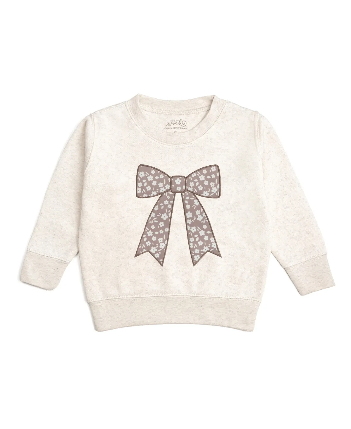 Mocha Floral Bow Patch Sweatshirt by Sweet Wink