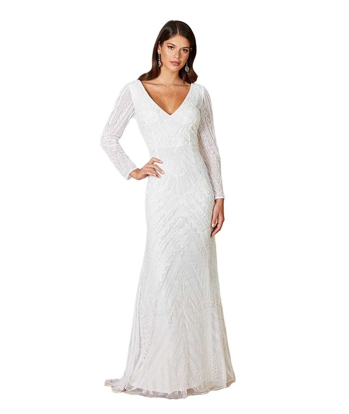Gretchen V-Neck Long Sleeve Wedding Dress by Lara