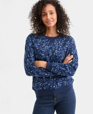 Printed Fleece Crewneck Sweatshirt by Style & Co