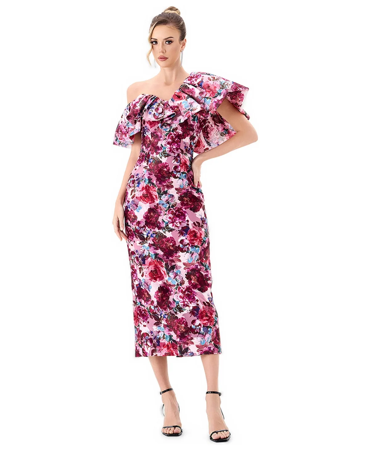 Gilea Floral Ruffle Midi Dress by Bariano