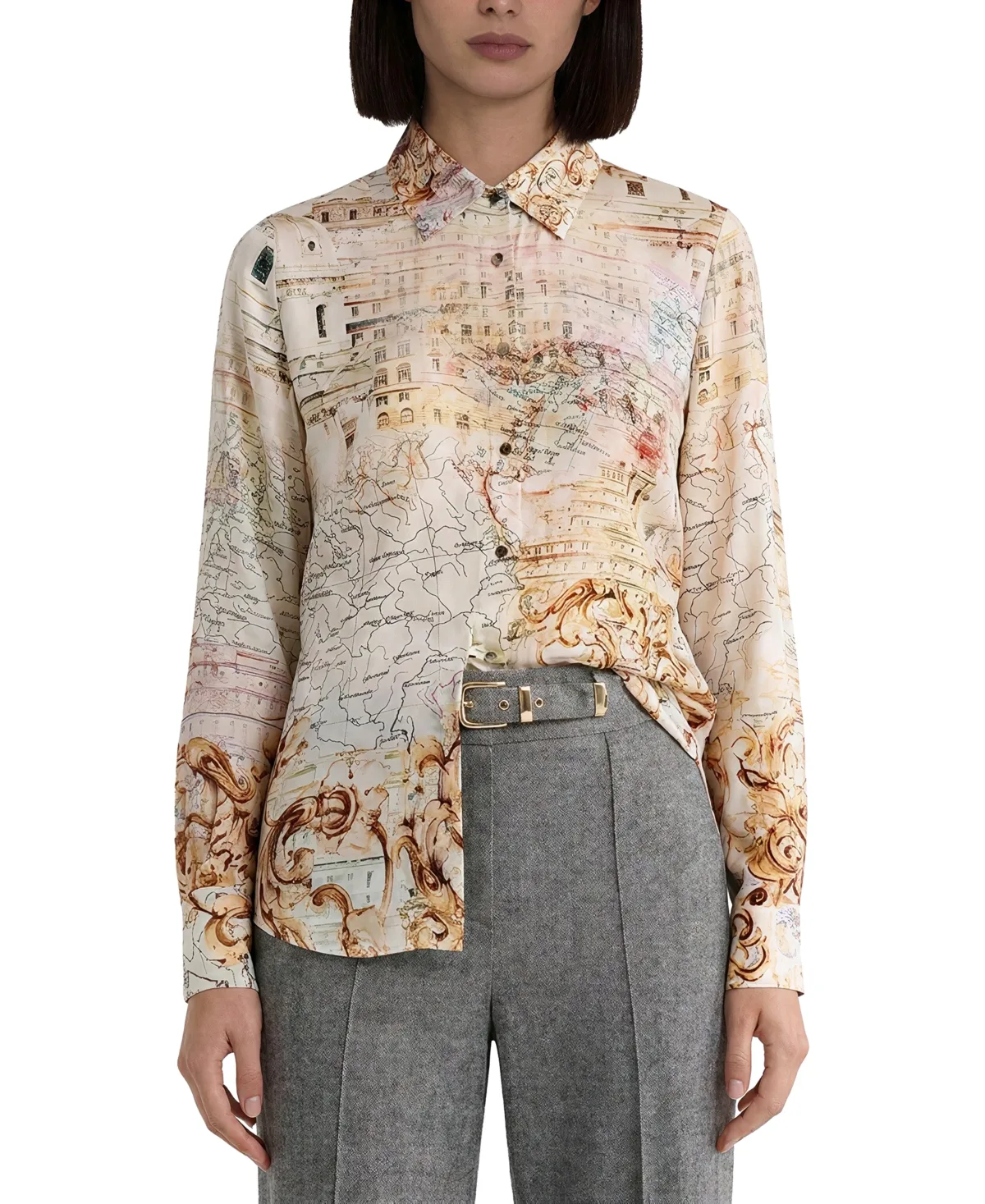 The Madeline Silk-Blend Printed Long-Sleeve Print Blouse by Elie Tahari