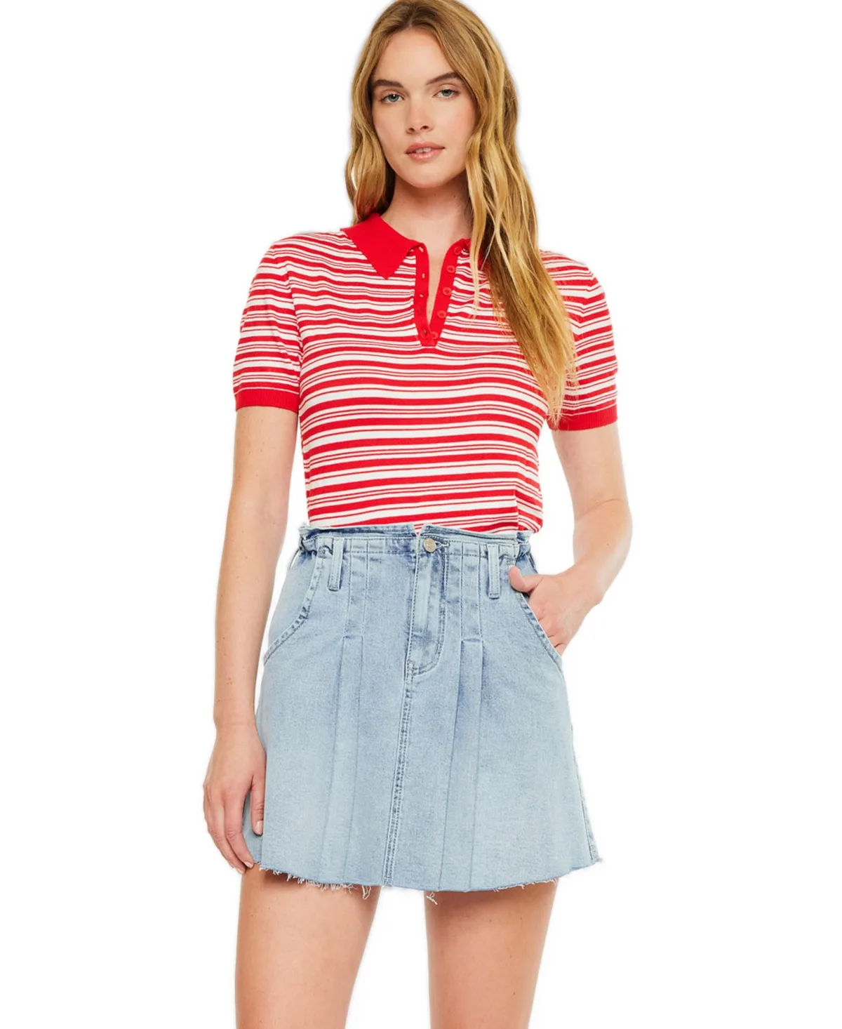 Kerro High Rise Midi Skater Skirt by Kancan