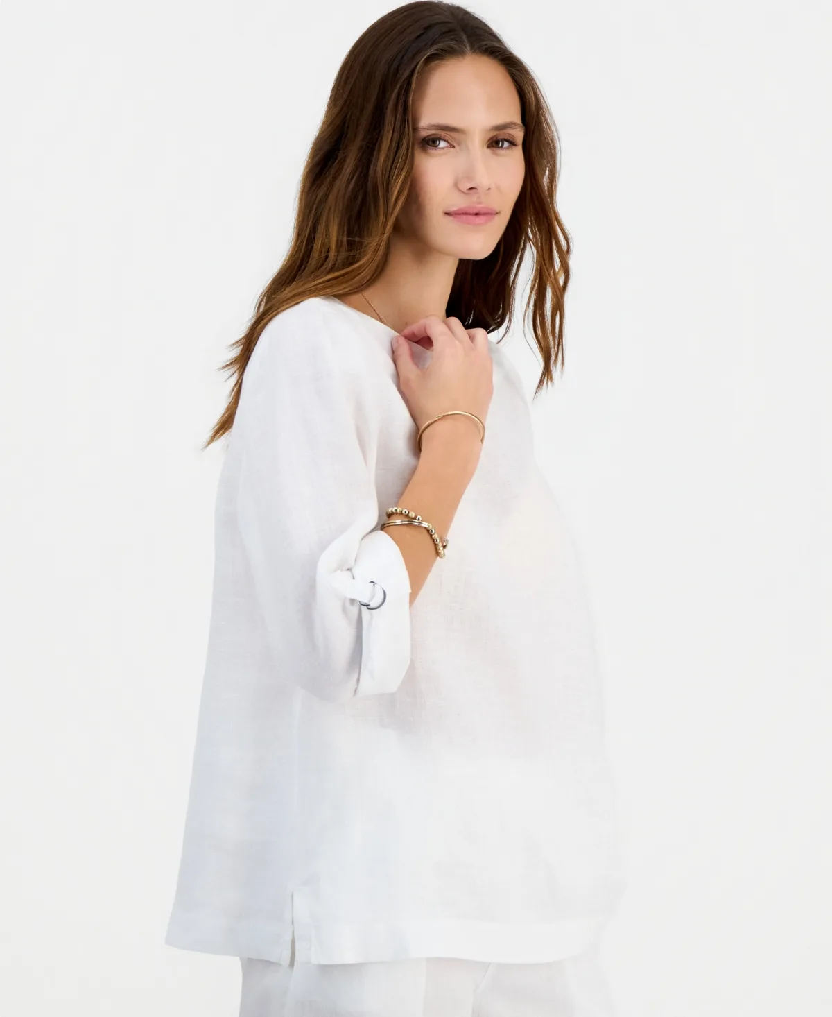100% Linen D-Ring Top by Charter Club