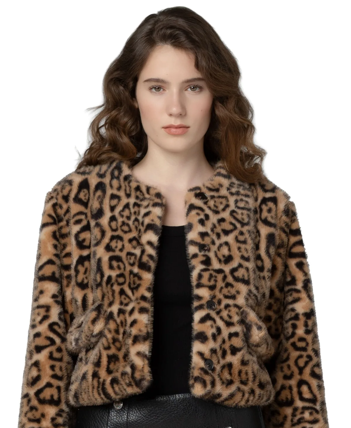 Animal Instinct Leopard-Print Faux Fur Collarless Jacket by Blank