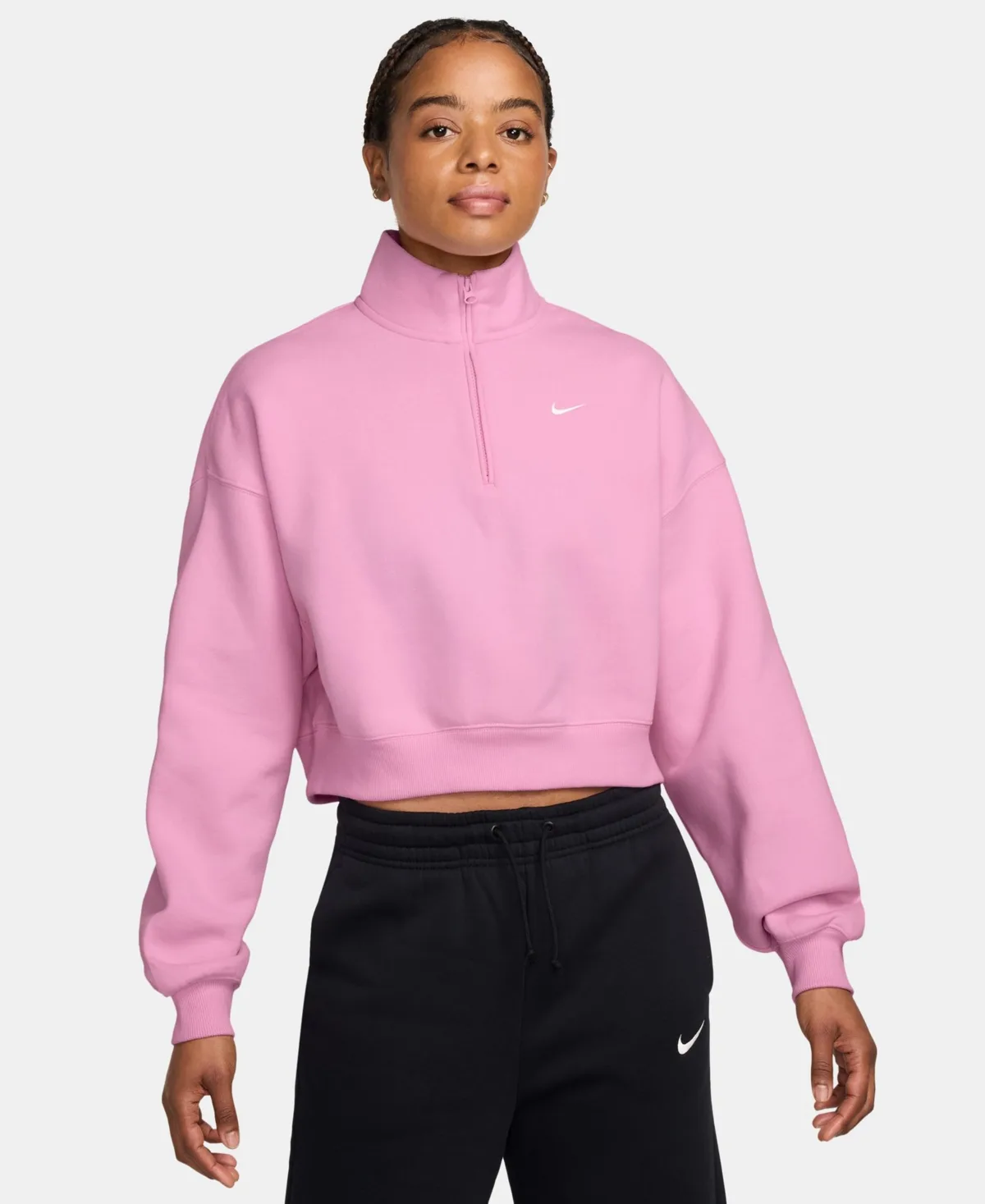 Studio Fleece Oversized 1/4-Zip Cropped Top by Nike