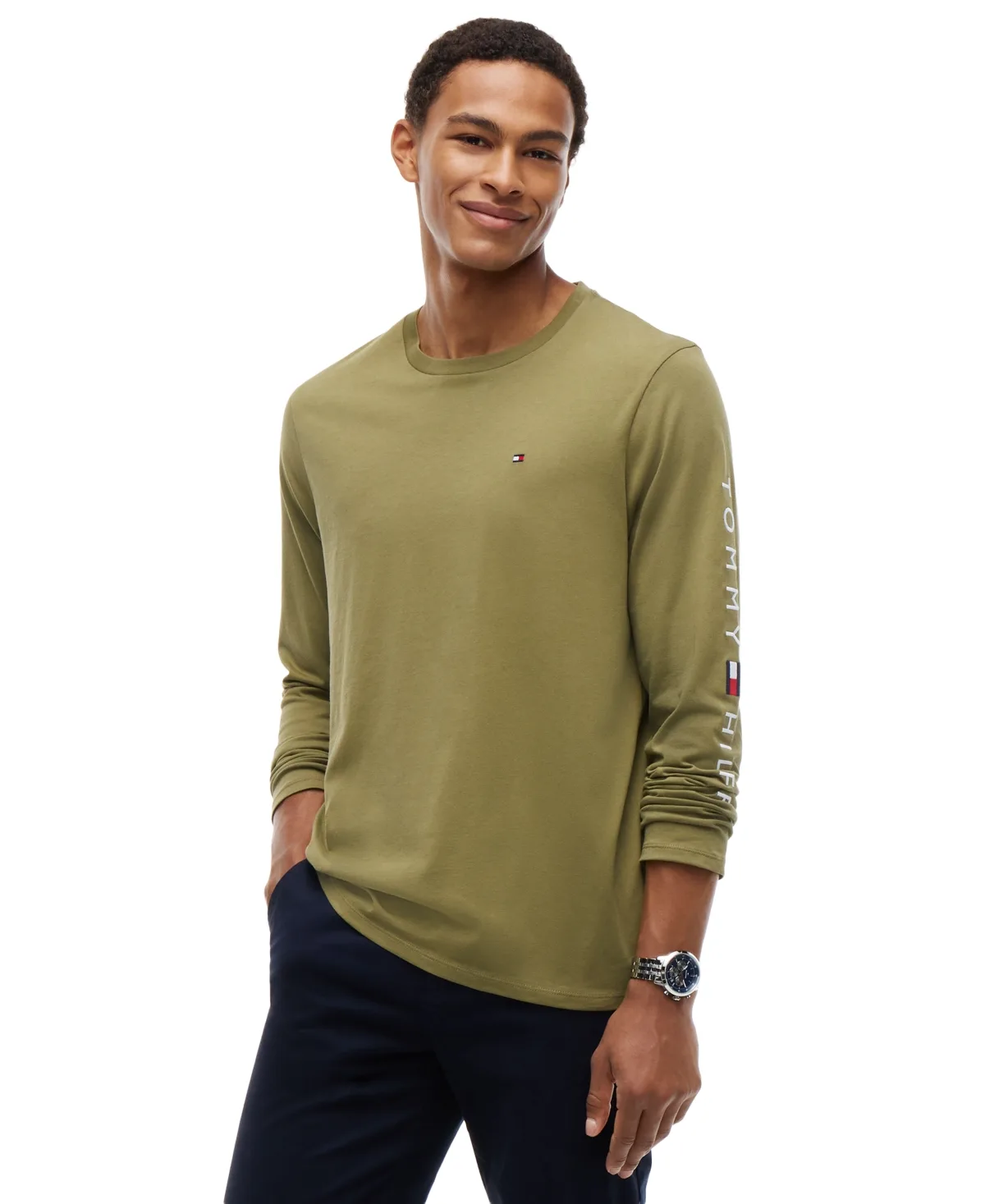 Long-Sleeve Logo Crewneck T-Shirt