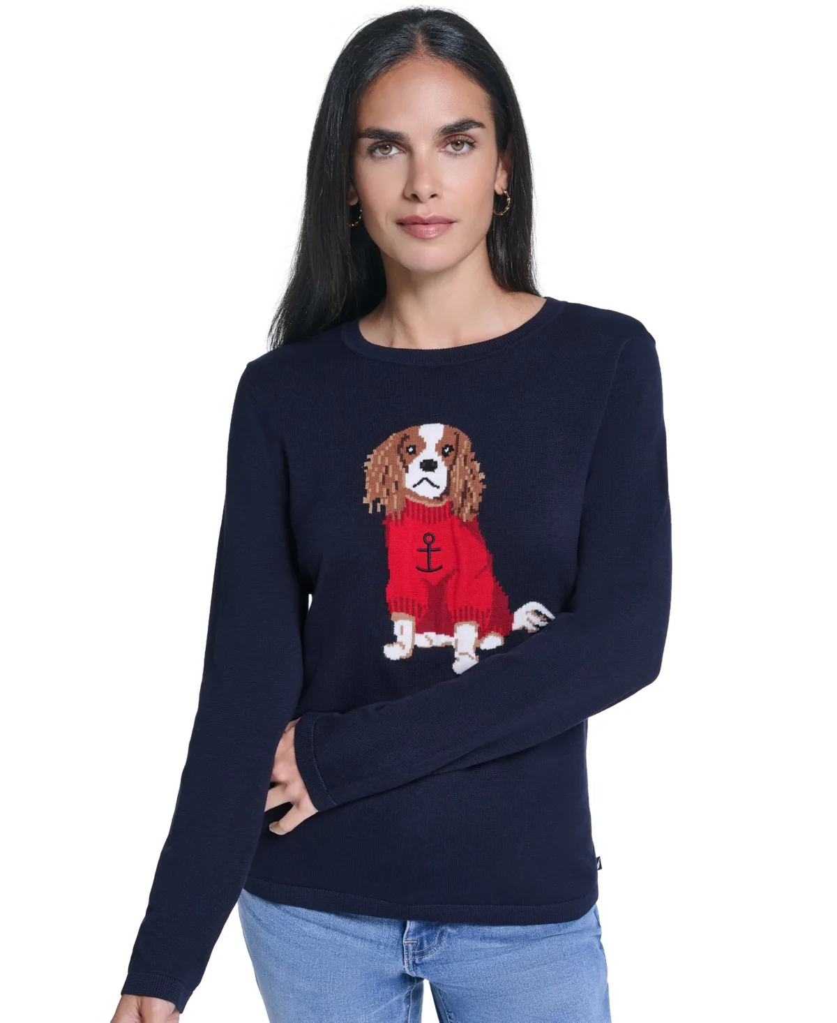 Intarsia Dog Long-Sleeve Crewneck Sweater by Nautica