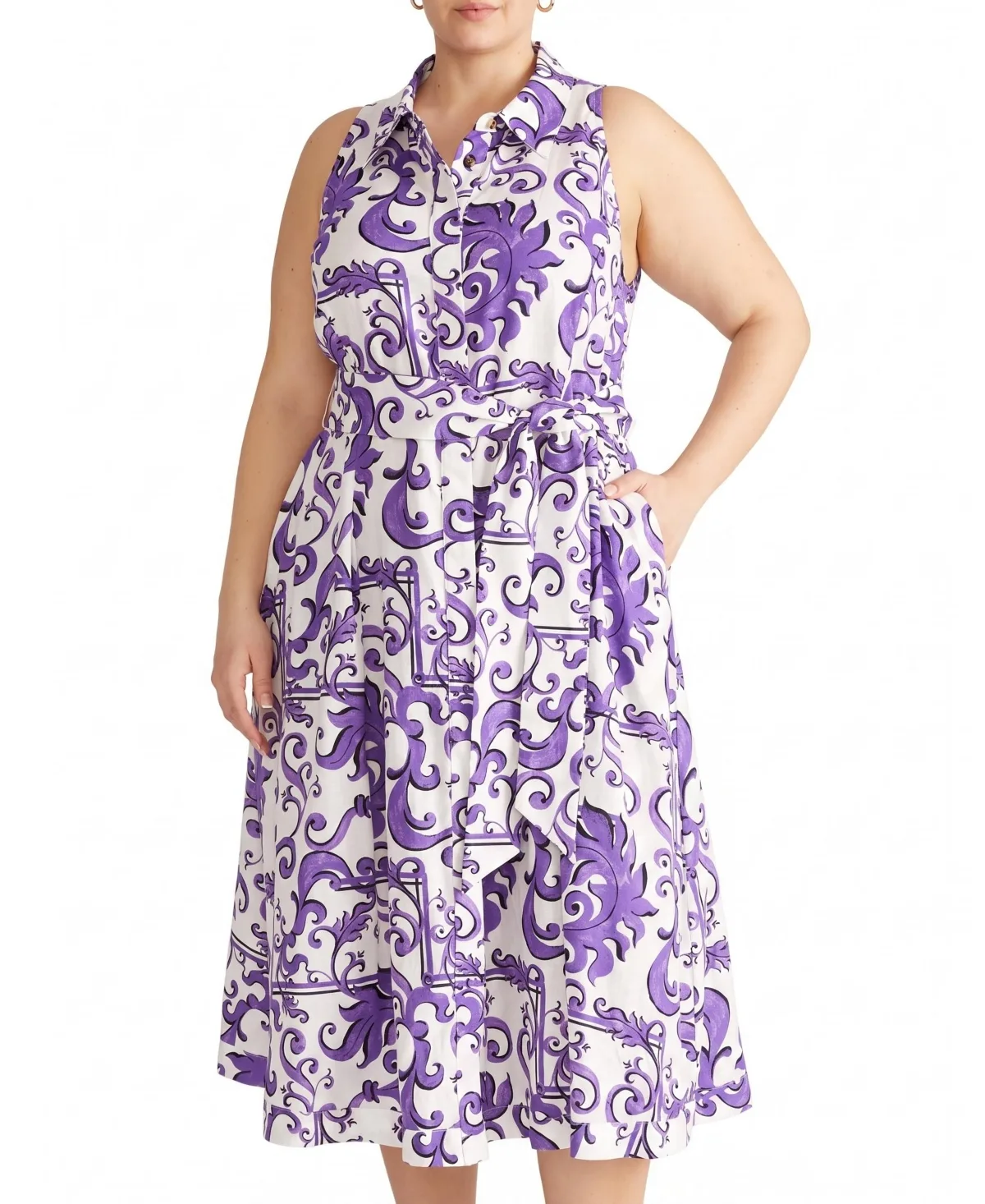Adelaide Sleeveless Collared Linen-Blend Midi Shirtdress by Universal Standard