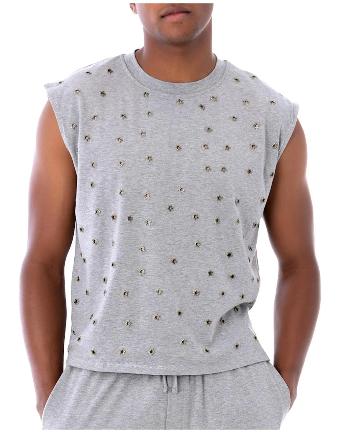 Mays Cap Sleeve Star Grommet T-Shirt by Dai Moda