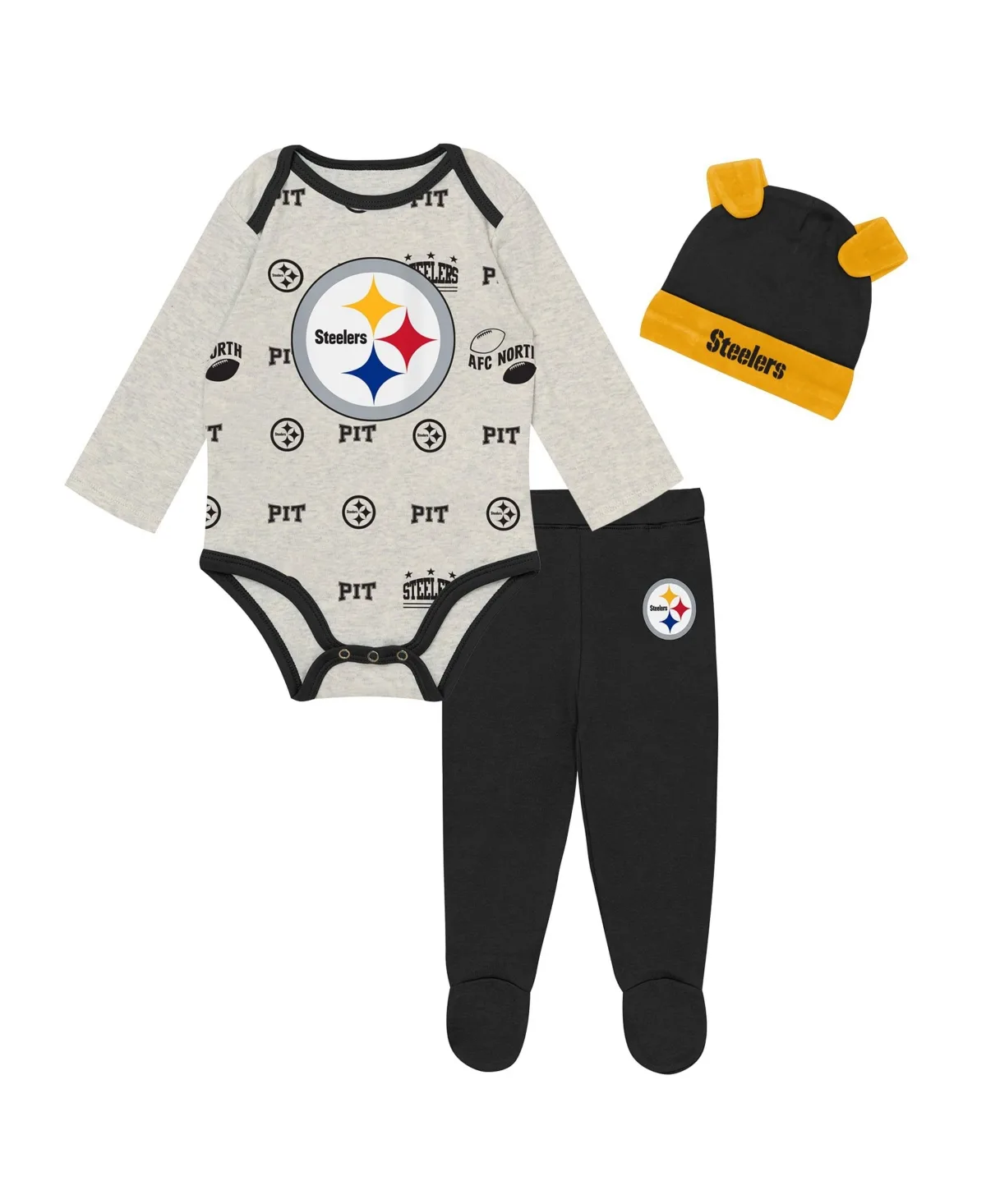 Pittsburgh Steelers Huddles Giggles Pant and Hat, 3-Piece Set by Outerstuff