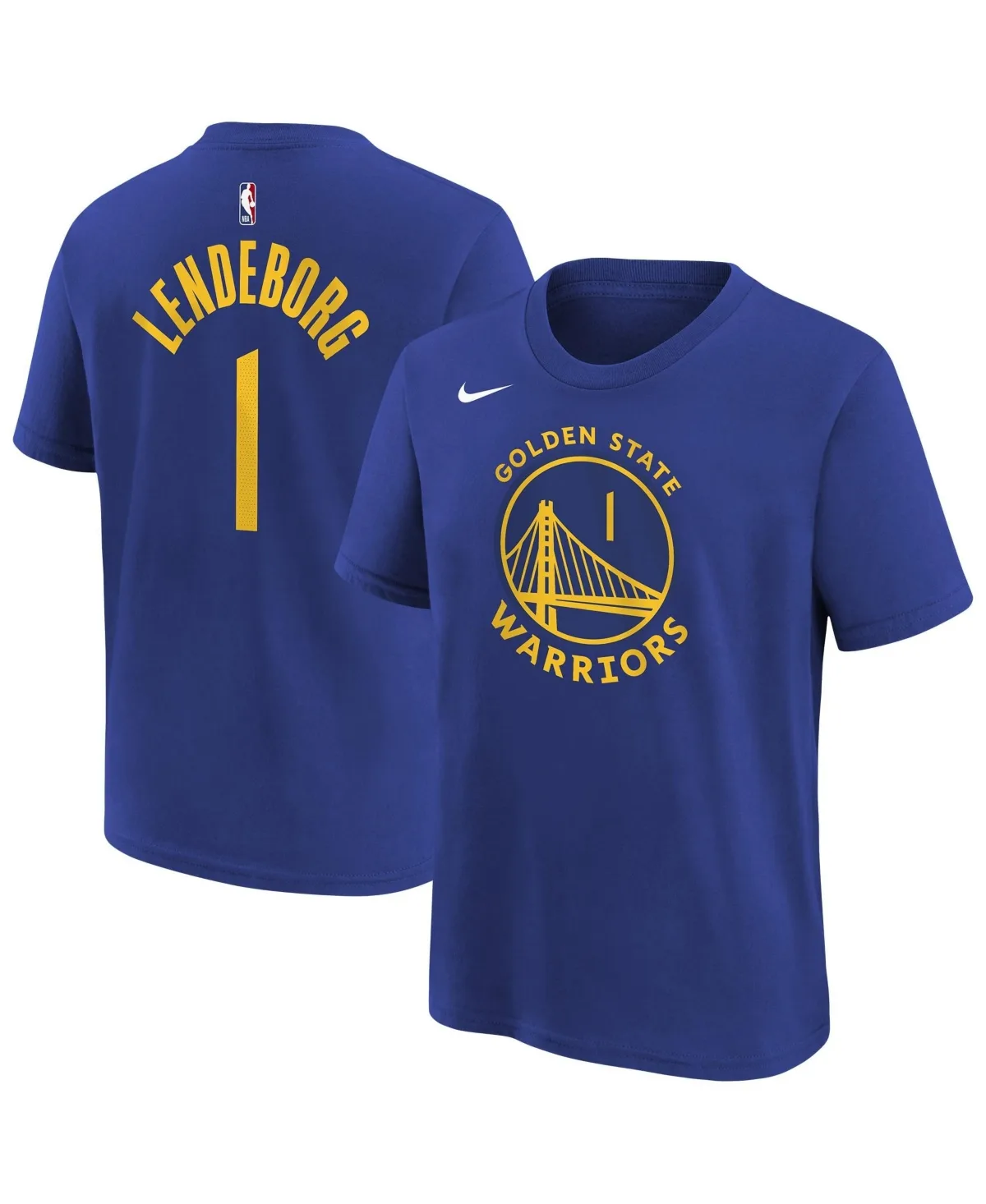 Golden State Warriors Yaxel Lendeborg Icon Name Number Screen-Print Crewneck T-Shirt by Nike
