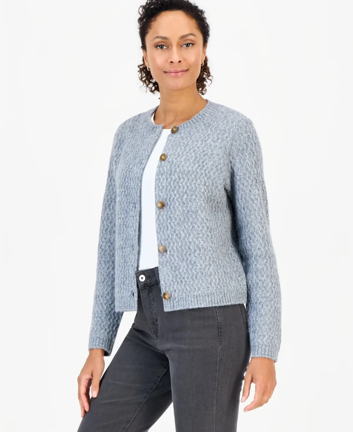 Stitch Crewneck Cardigan by Style & Co