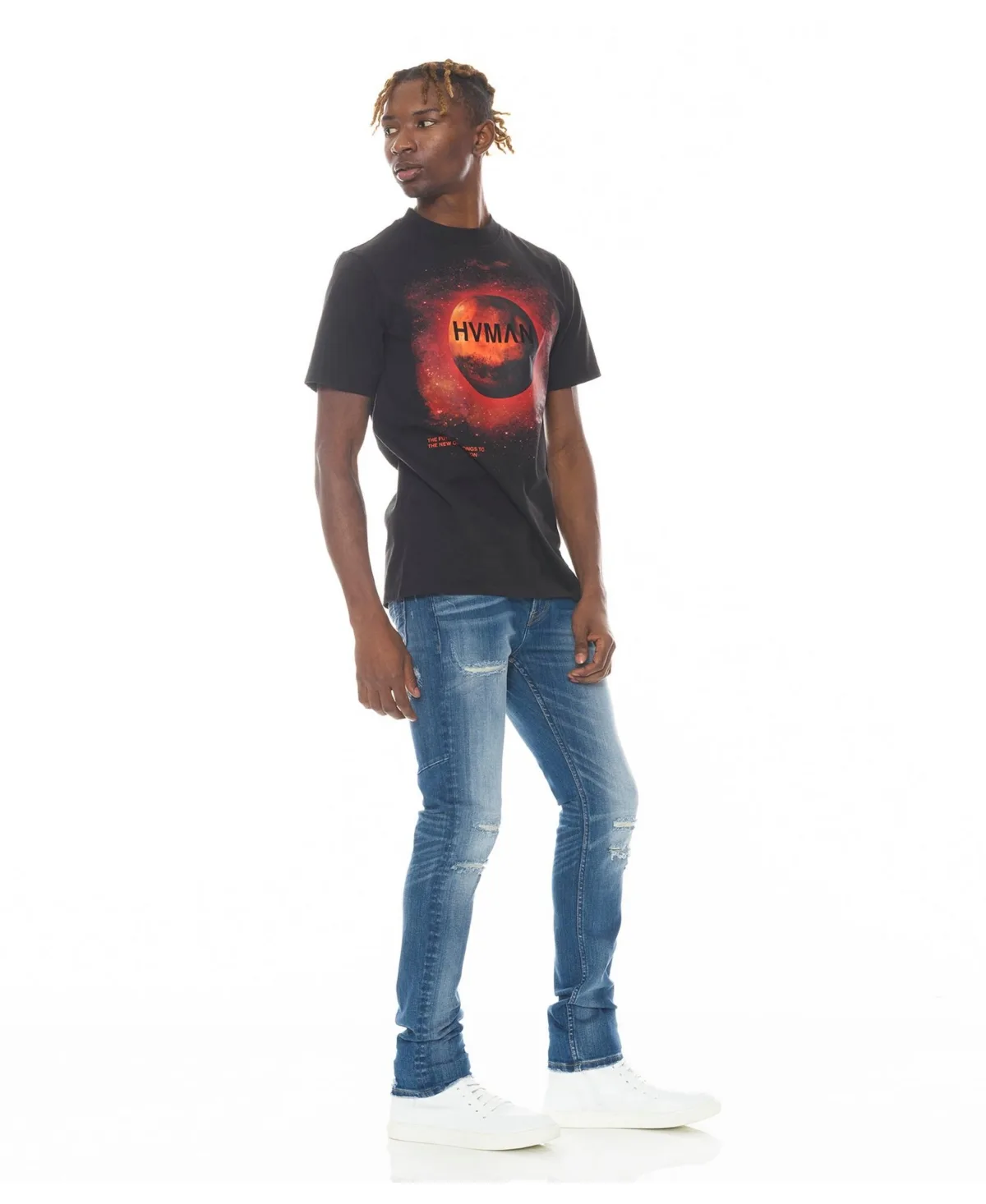 Hvman Chosen to Prevail x Cult Strat Stretch Denim Distressed Super Skinny Fit Jeans by X