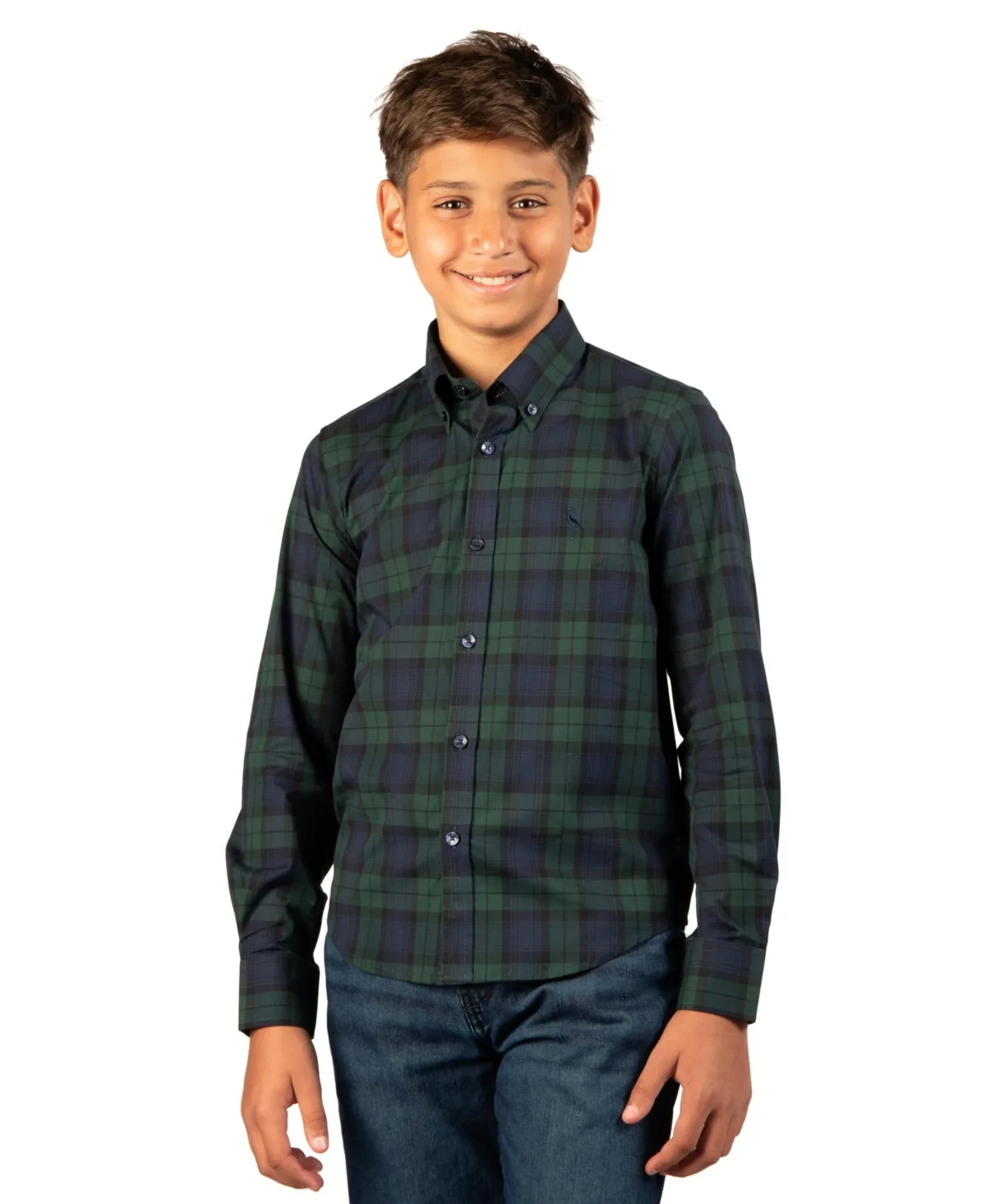Long-Sleeve Button-Down Collar Plaid Shirt by Tailorbyrd