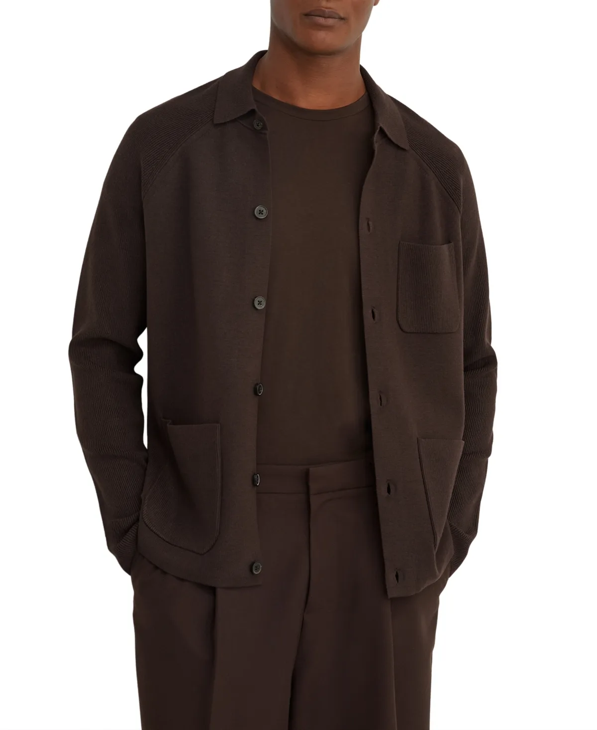 Fitzwilliam Rib-Knit Button-Through Cardigan Sweater