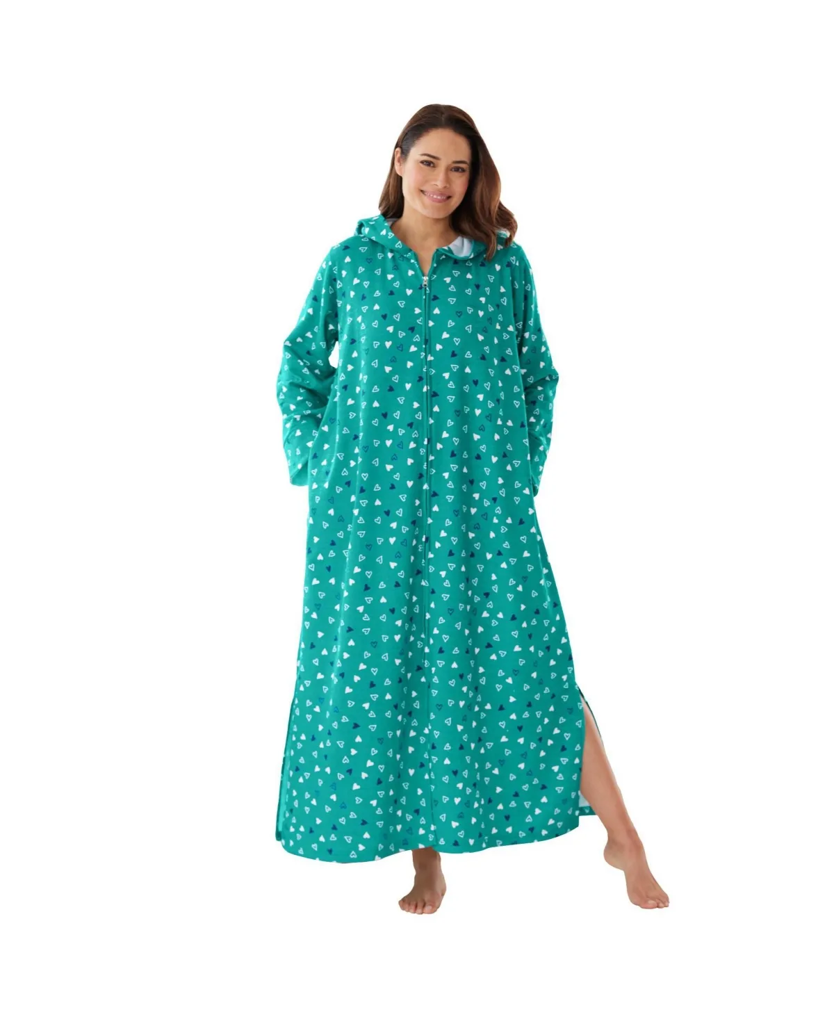 Long Hooded Fleece Sweatshirt Robe by Dreams & Co