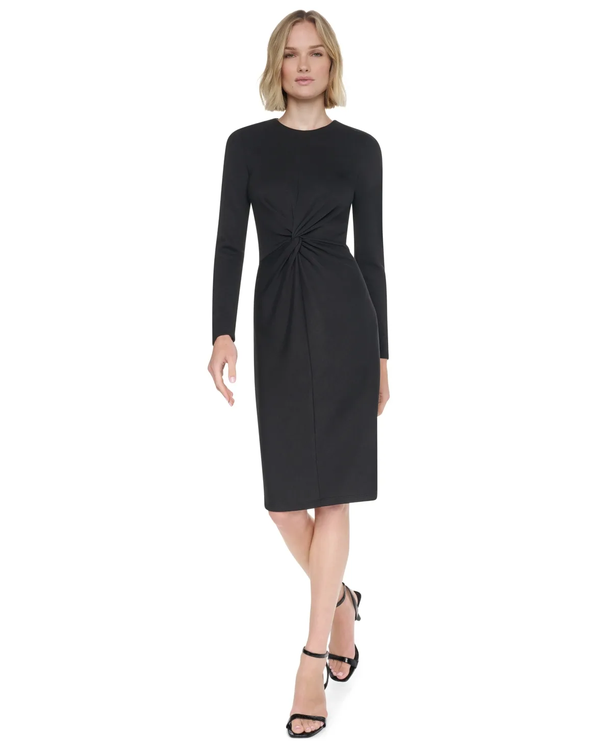 L/S Knot Front Midi Dress by DKNY