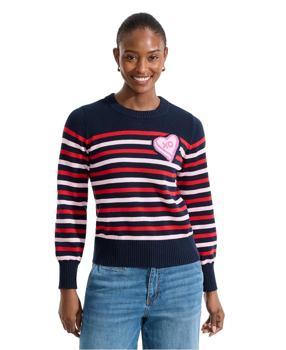 Drifter Heart-Print Crewneck Sweater by Lands' End