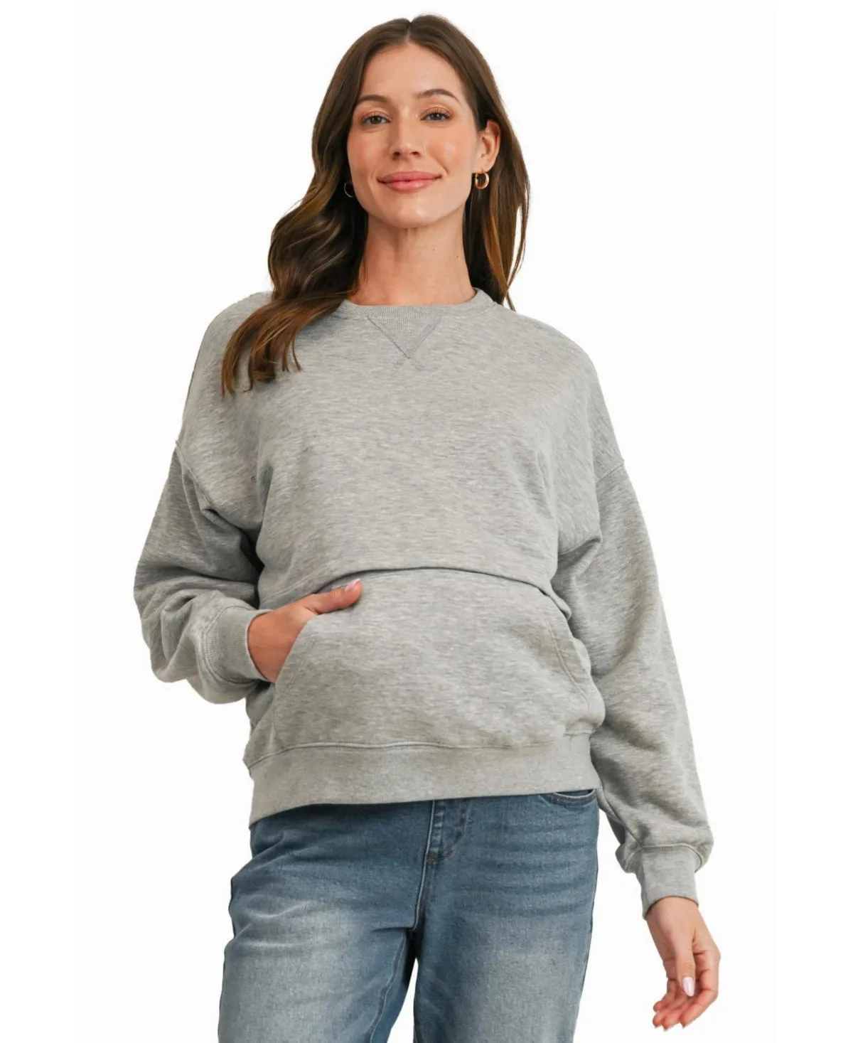 Maternity Nursing Drop-Shoulder Sweatshirt by Hello Miz