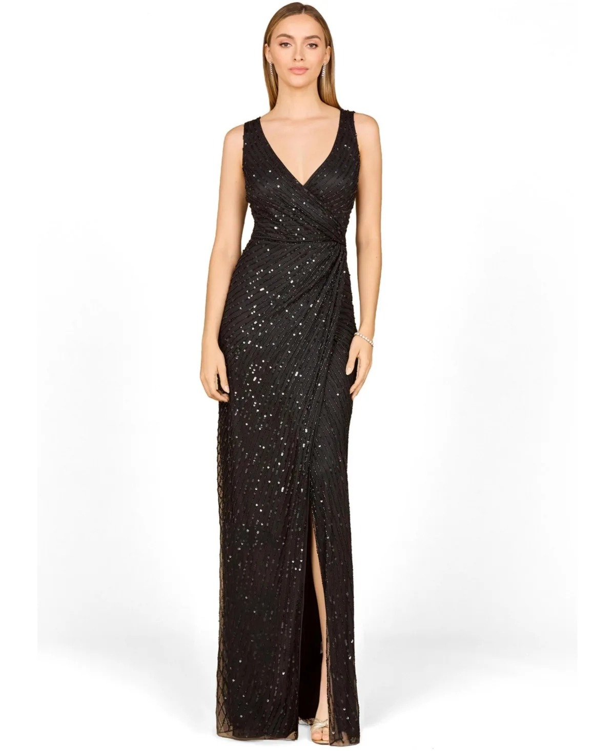 Beaded Gown with Slit by Lara