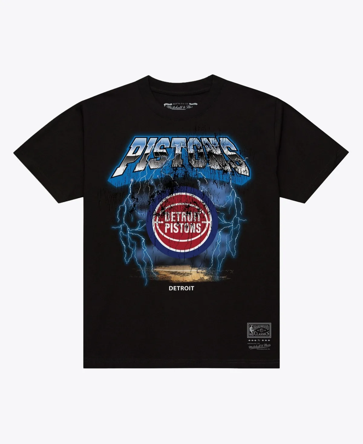 Detroit Pistons Lightning Hardwood Classics Graphic T-Shirt by Mitchell & Ness
