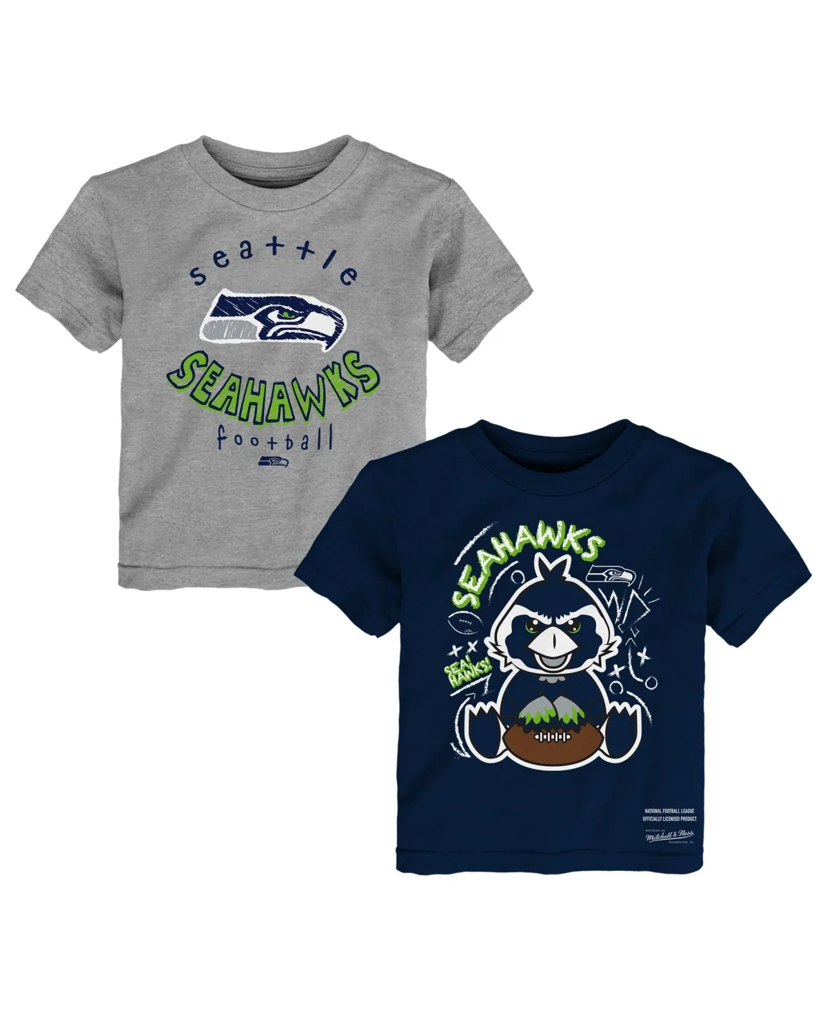 Seattle Seahawks Two-Pack Sketched Up T-Shirt Set by Mitchell & Ness