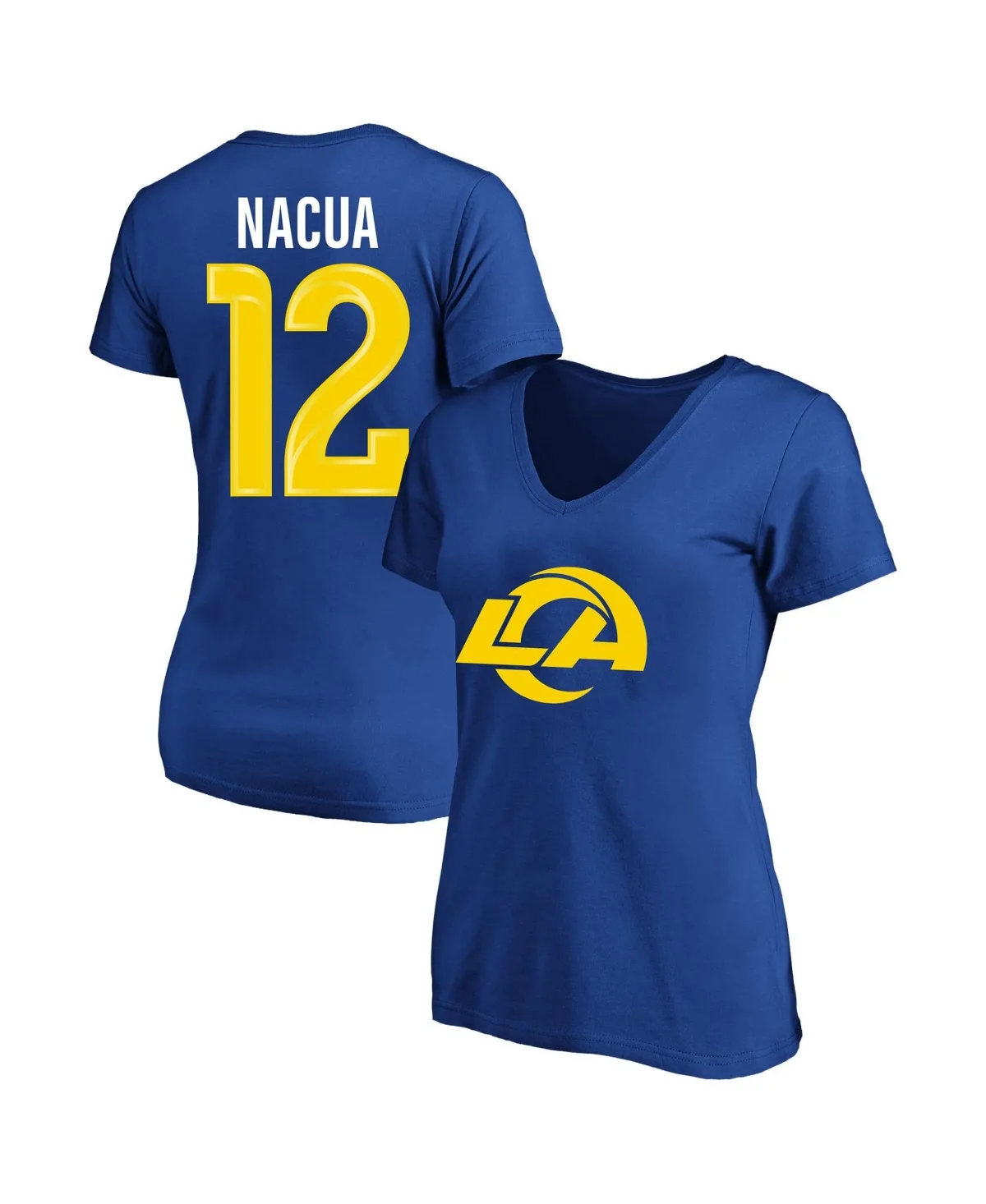 Puka Nacua Los Angeles Rams Name Number V-Neck T-Shirt by Fanatics