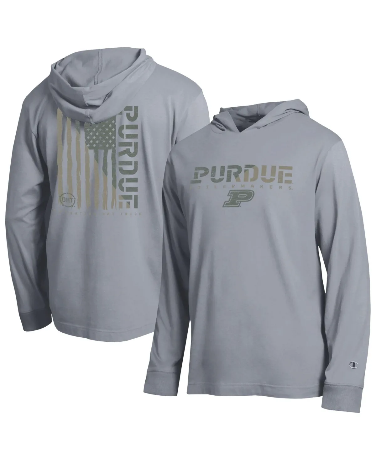 Purdue Boilermakers Operation Hat Trick Flag Hooded Long-Sleeve T-Shirt by Champion
