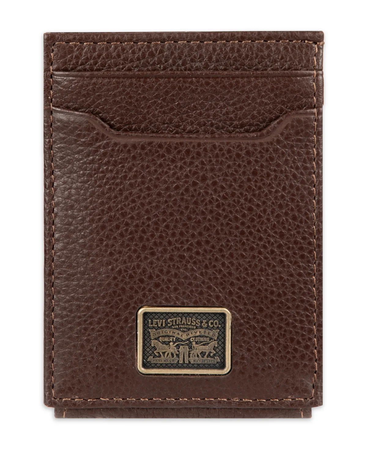 Rfid Genuine Leather Card Case Wallet with Magnetic Money Clip by Levi's