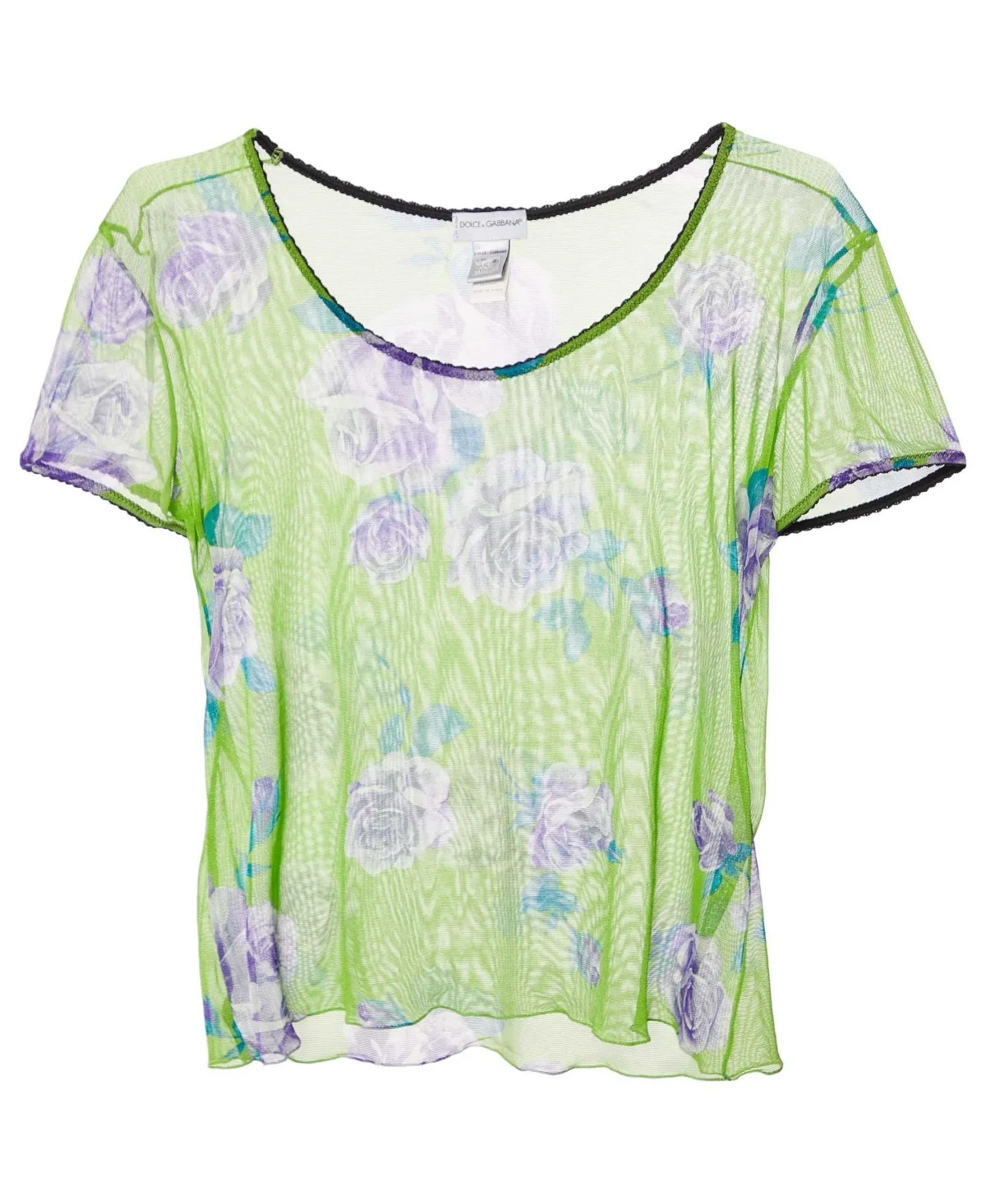 Pre-Owned Intimo Sheer Floral Print Mesh Top by Dolce & Gabbana