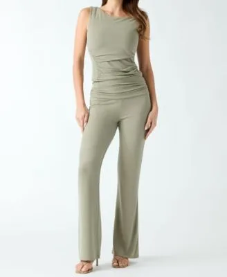 Ilia Asymmetric Shirring Knit Top Mid Rise Wide Leg Knit Pants by GUESS