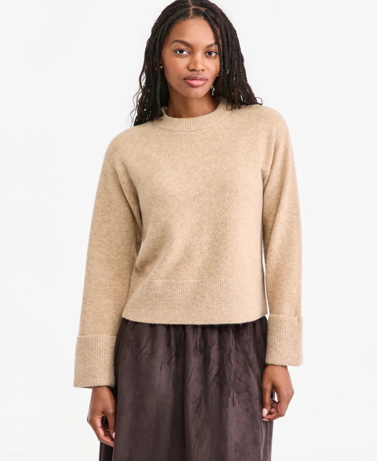 Crewneck Cuff Sleeve Pullover Sweater