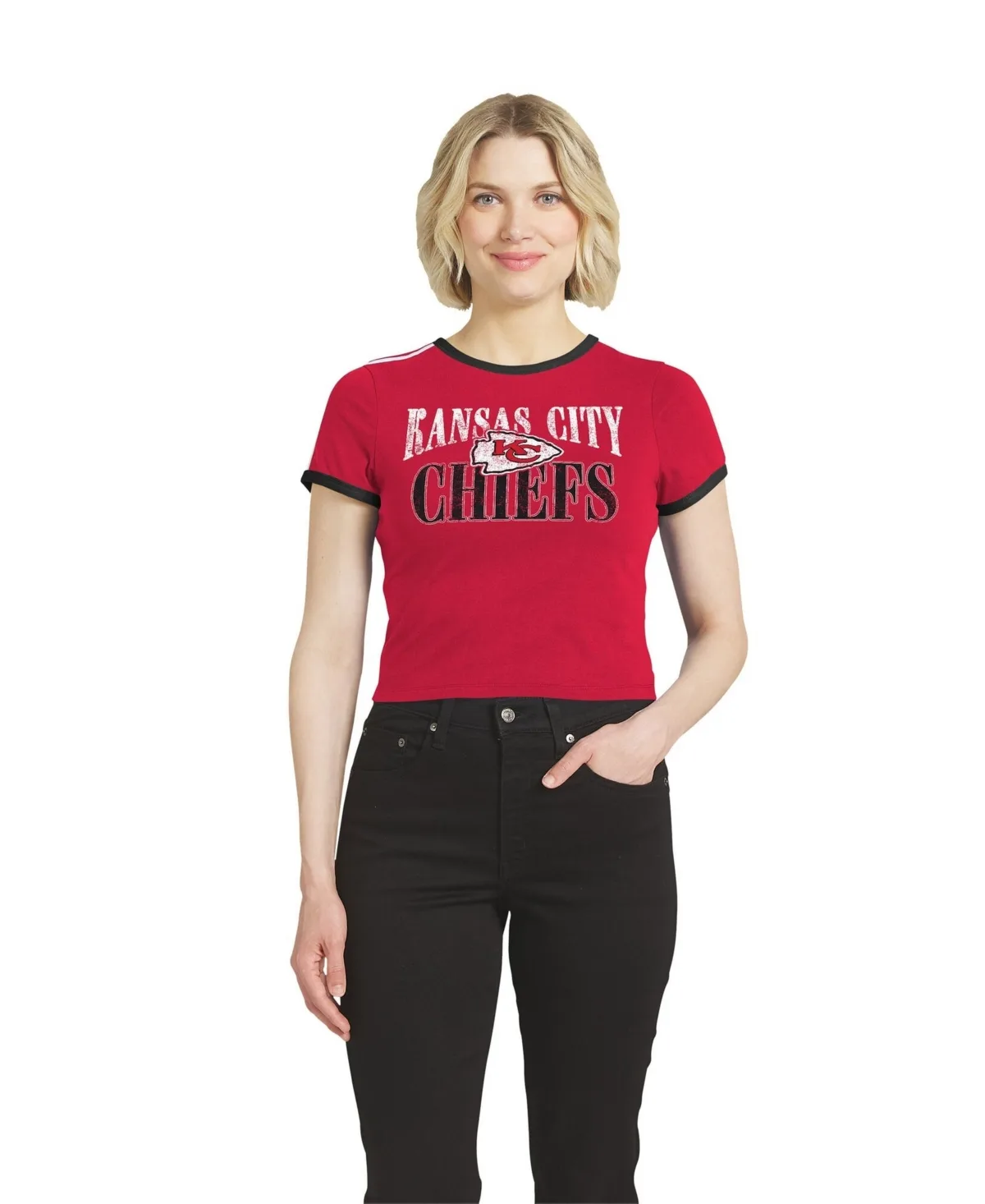 Kansas City Chiefs Cropped-Throwback-Graphic T-Shirt by Wear by Erin Andrews